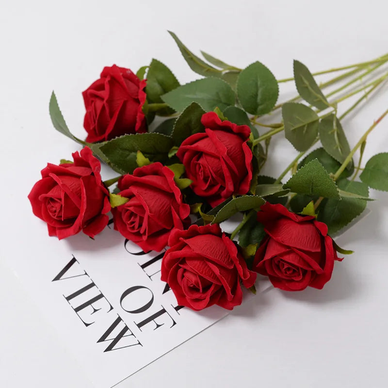 3/5/10/20pcs Roses Artificial Flowers Rose Flower Branch Artificial Red Roses Realistic Fake Rose for Wedding Home Decor