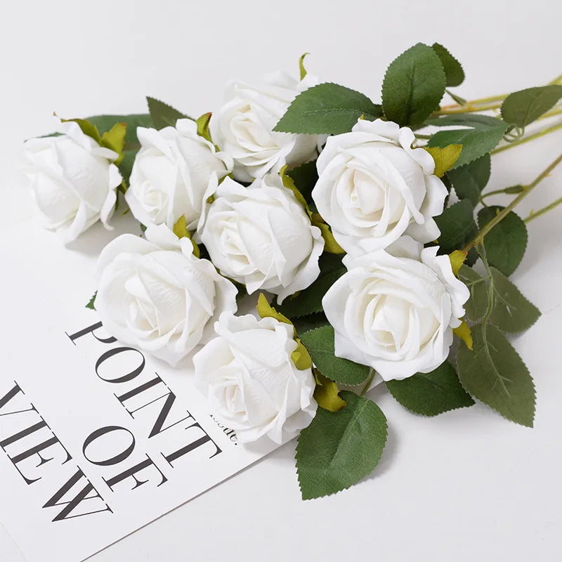3/5/10/20pcs Roses Artificial Flowers Rose Flower Branch Artificial Red Roses Realistic Fake Rose for Wedding Home Decor