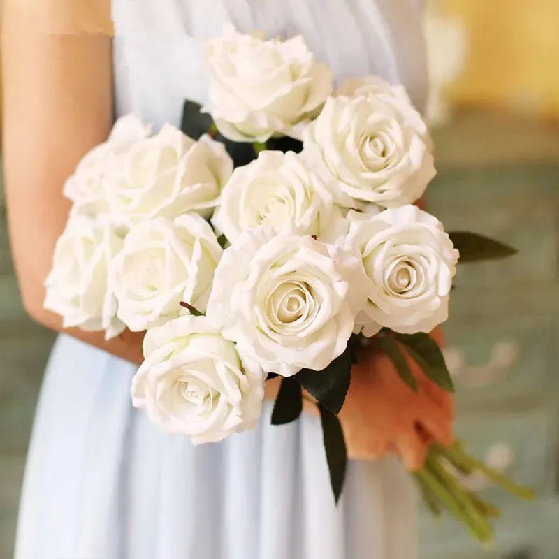 3/5/10/20pcs Roses Artificial Flowers Rose Flower Branch Artificial Red Roses Realistic Fake Rose for Wedding Home Decor
