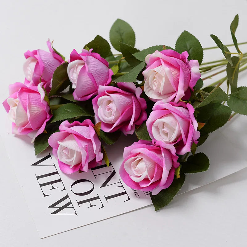 3/5/10/20pcs Roses Artificial Flowers Rose Flower Branch Artificial Red Roses Realistic Fake Rose for Wedding Home Decor