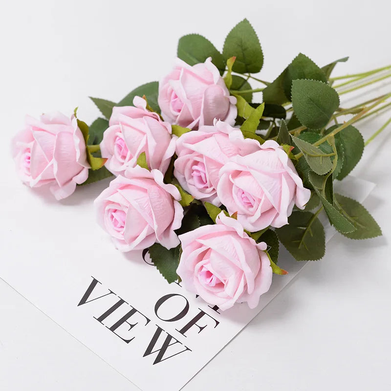 3/5/10/20pcs Roses Artificial Flowers Rose Flower Branch Artificial Red Roses Realistic Fake Rose for Wedding Home Decor
