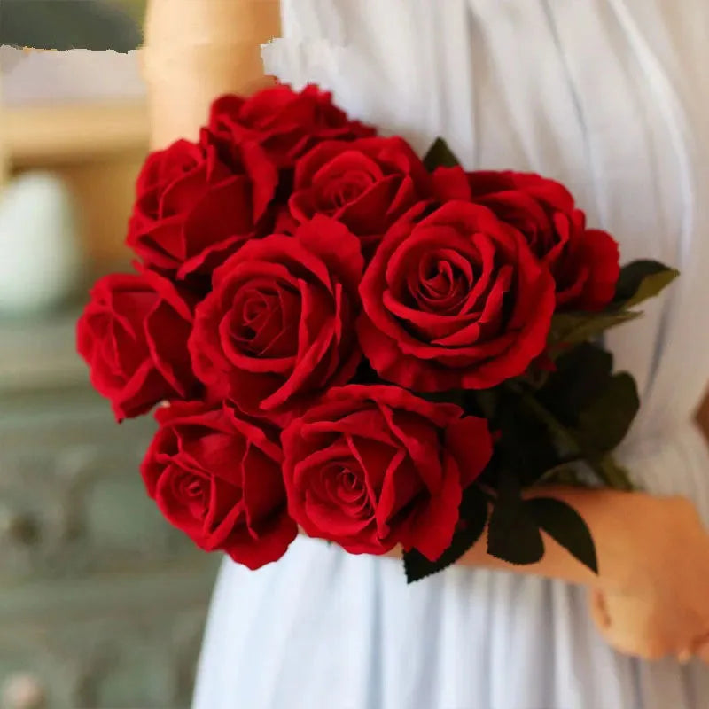 3/5/10/20pcs Roses Artificial Flowers Rose Flower Branch Artificial Red Roses Realistic Fake Rose for Wedding Home Decor