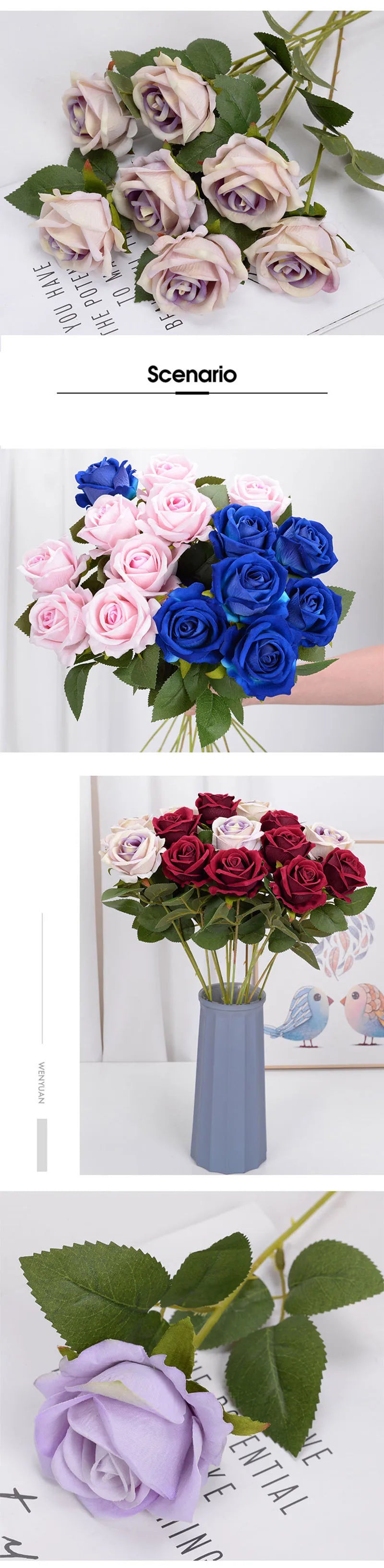 3/5/10/20pcs Roses Artificial Flowers Rose Flower Branch Artificial Red Roses Realistic Fake Rose for Wedding Home Decor