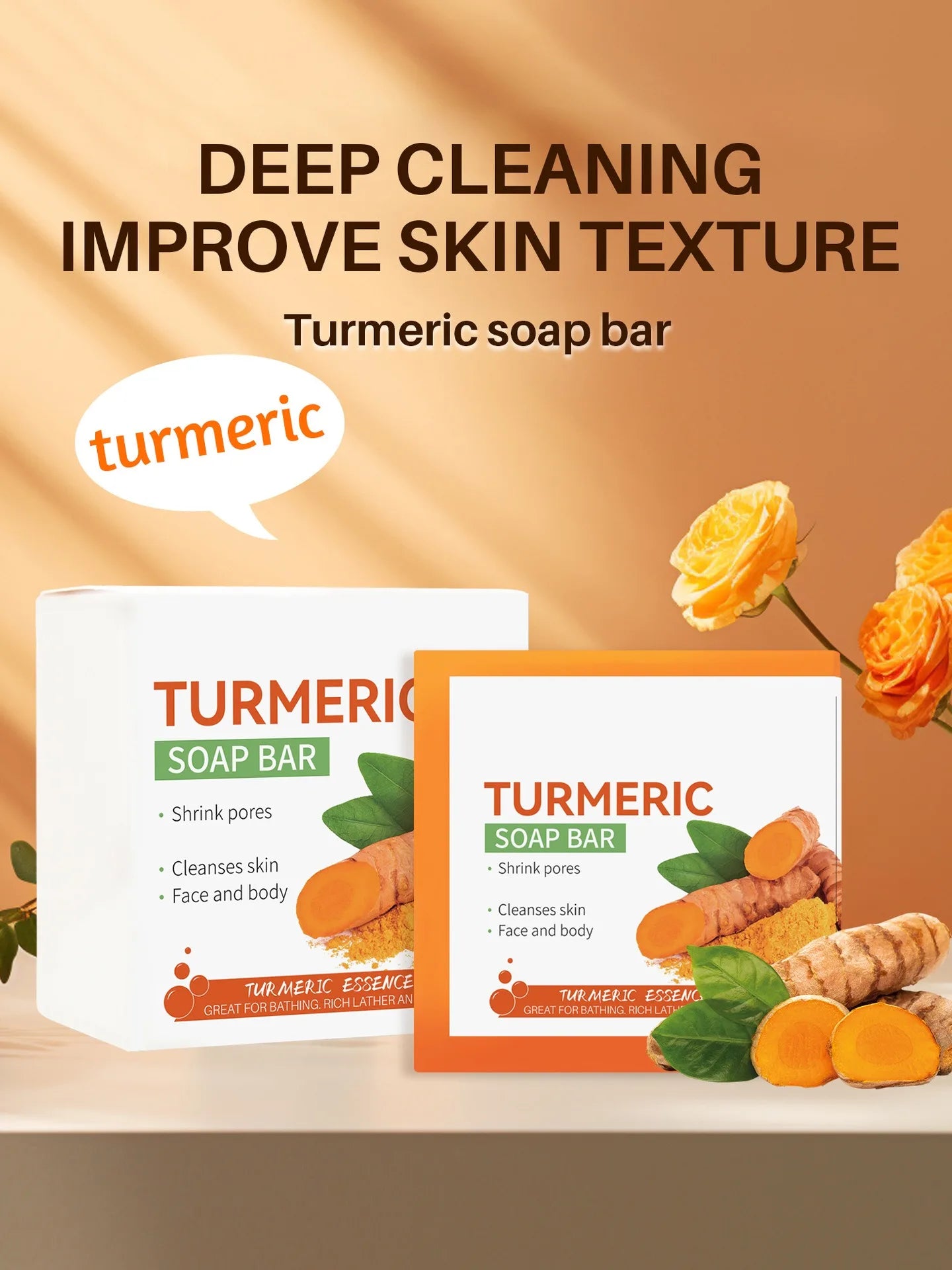 Hand Made Turmeric Soap Body Cleaning Lightening Dark Underarm Leg Body Cleansers Brightening Face Soap Tender Skin Care Beauty