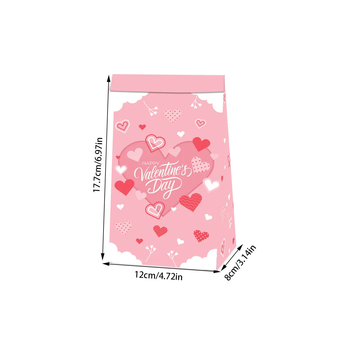 12pcs Valentine'S Day Gift Packaging Bags With Heart Shape Sticker Set DIY Wedding Party Favors Baking Cookie Candy Paper Bags