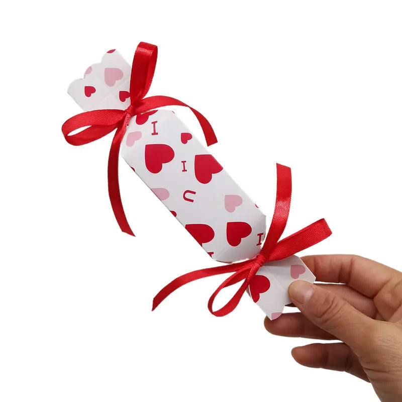 10Pcs Love Heart Valentine's Day Candy Gift Box Chocolate Wedding Favor Gift Packaging Boxes With Ribbon Engaged Party Supplies