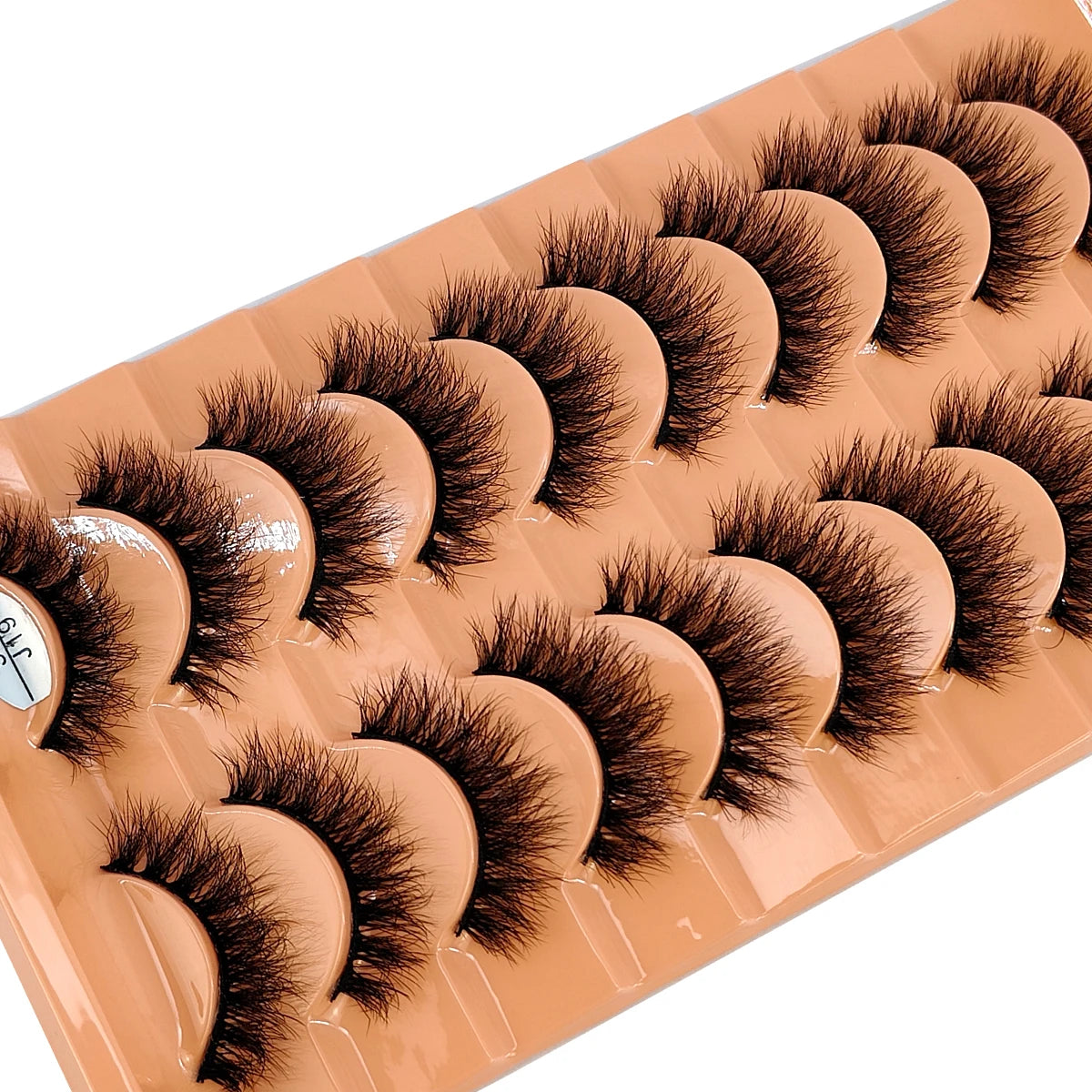 10Pairs 3D Mink Lashes Cilios Fluffy Soft Beauty Natural Short Mink Fake Eyelashes Classic Thick Reusable Makeup False Eyelashes