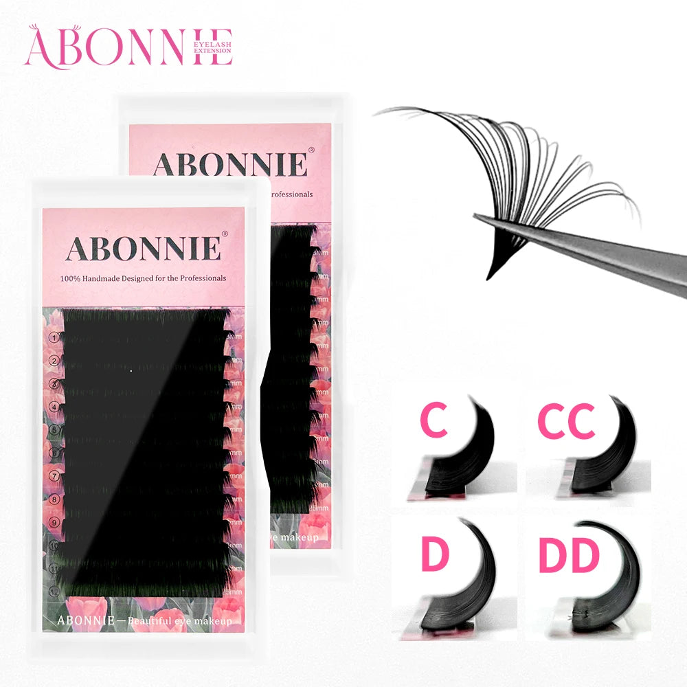 Abonnie Super Soft Blomming Lashes Easy Fan Eyelash Extensions Mega Volume Fans 8-25m All Size Eyelashes Supplies for Eye Beauty