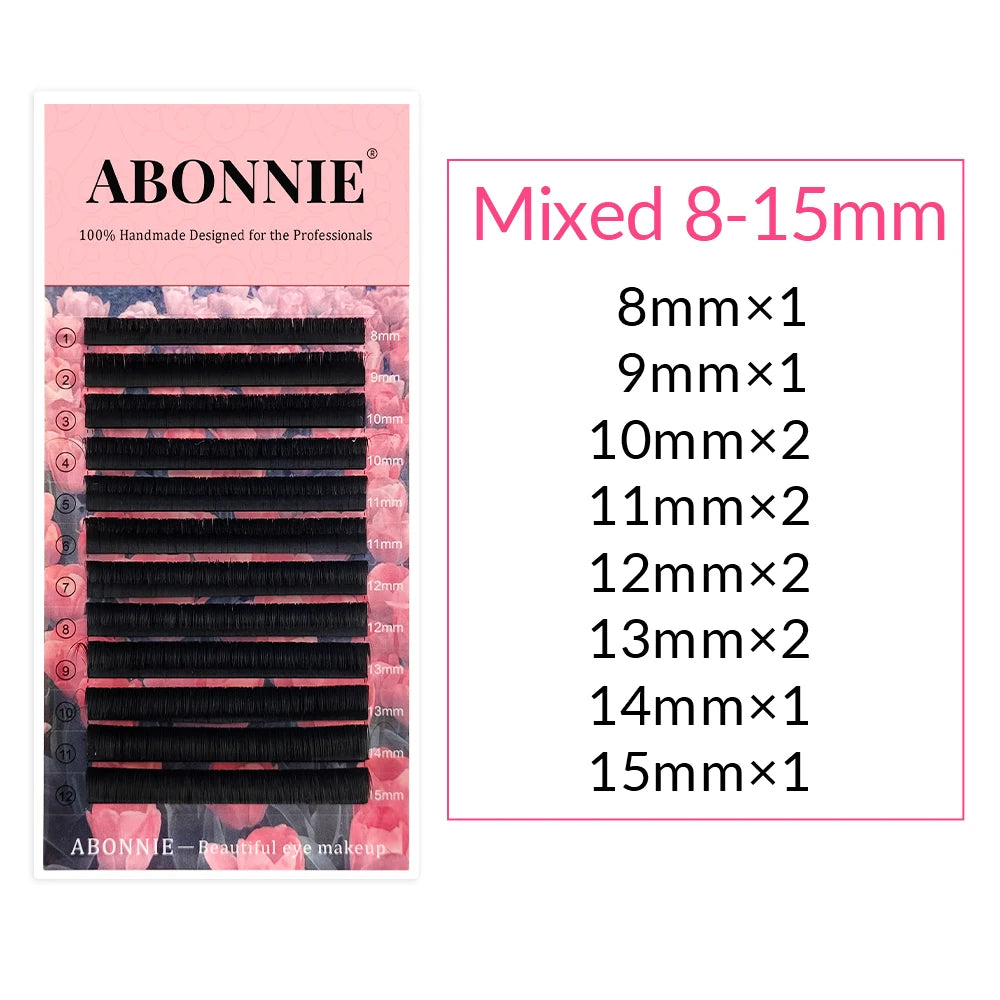 Abonnie Super Soft Blomming Lashes Easy Fan Eyelash Extensions Mega Volume Fans 8-25m All Size Eyelashes Supplies for Eye Beauty