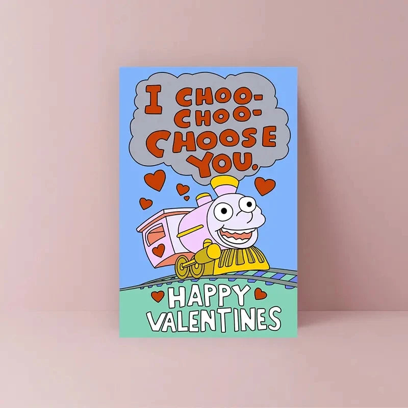 1PC Cute Valentine Day Card For Him Her Funny Anniversary Card For Boyfriend Girlfriend "I Choo Choo Choose You" Greeting Card 