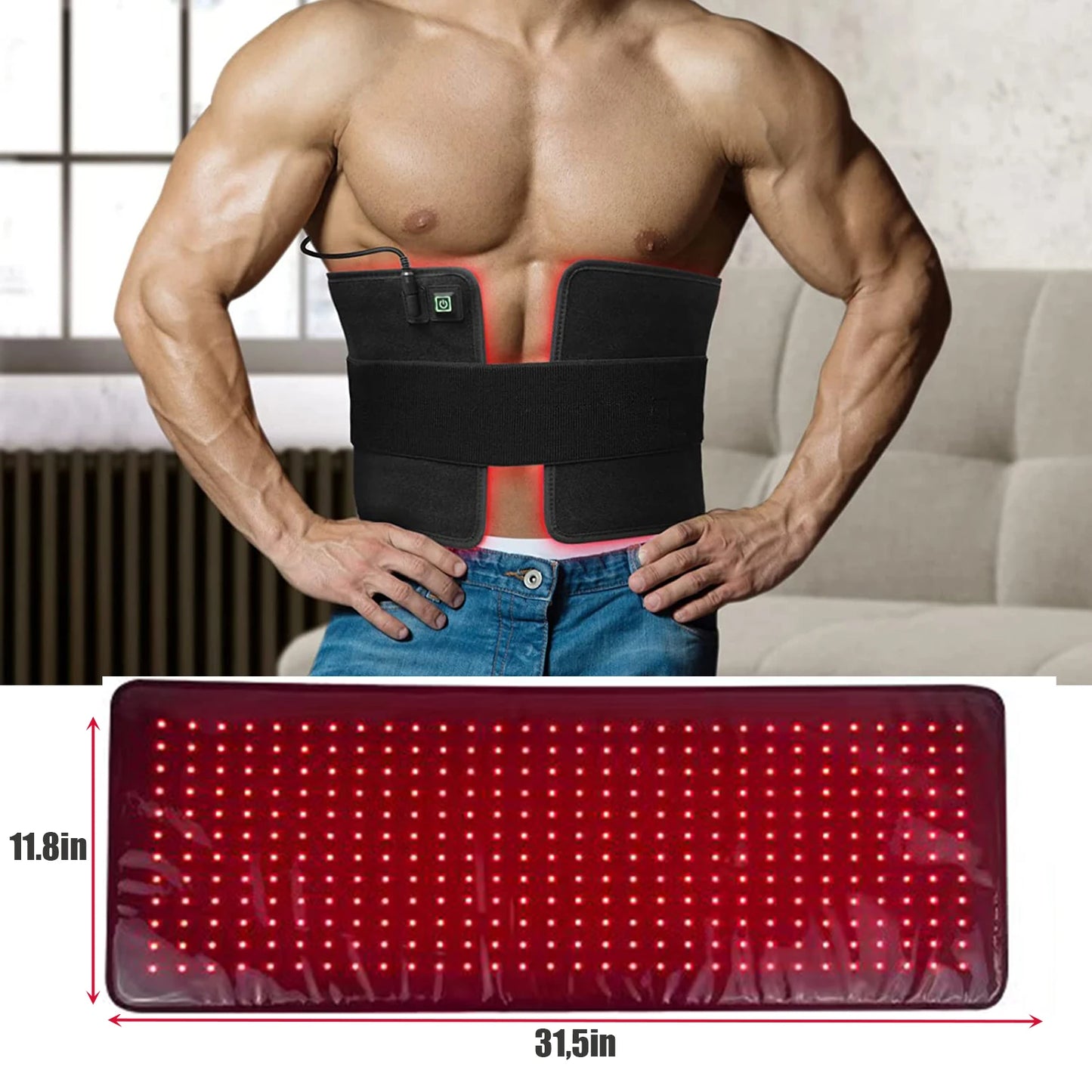 Red＆Infrared Therapy Belt Body Wearable Wrap Large heating Pad LED Beauty Devices for Face and Body Shoulder Joint Muscle