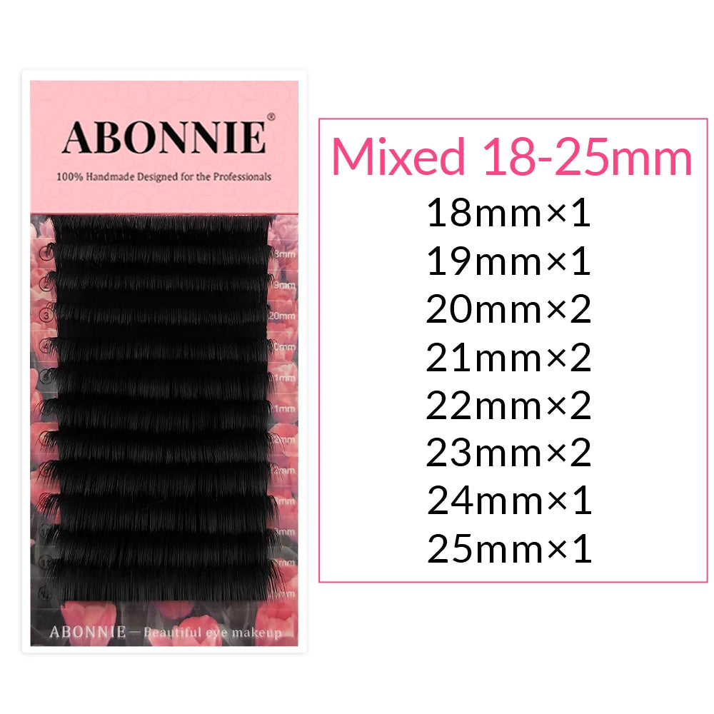 Abonnie Super Soft Blomming Lashes Easy Fan Eyelash Extensions Mega Volume Fans 8-25m All Size Eyelashes Supplies for Eye Beauty