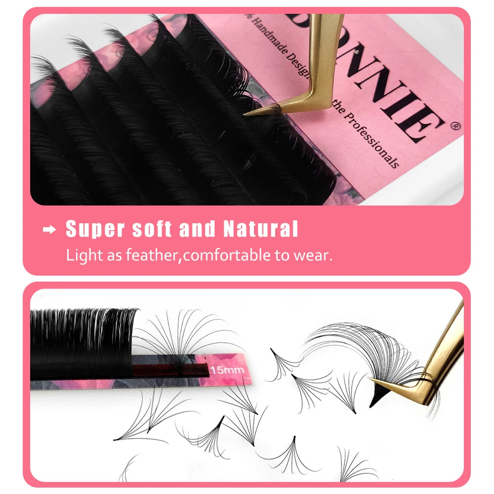 Abonnie Super Soft Blomming Lashes Easy Fan Eyelash Extensions Mega Volume Fans 8-25m All Size Eyelashes Supplies for Eye Beauty