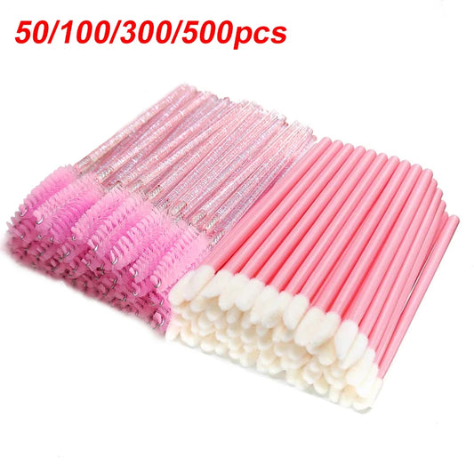 50/100/300/500pcs Eyebrow Eyelash Brushes Eyelash Spoolies Mascara Wands Applicator for Eyelash Extension Makeup Tool LAUKISS