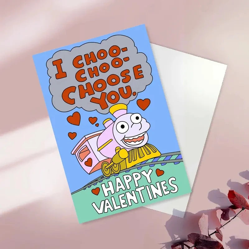 1PC Cute Valentine Day Card For Him Her Funny Anniversary Card For Boyfriend Girlfriend "I Choo Choo Choose You" Greeting Card 