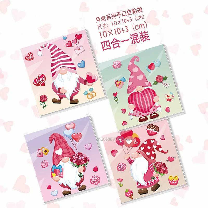 100pcs Valentine's Day Candy Cookie Packaging Bag Love Heart Plastic OPP Gift Bag Valentines Day Party Decoration Supplies 2025