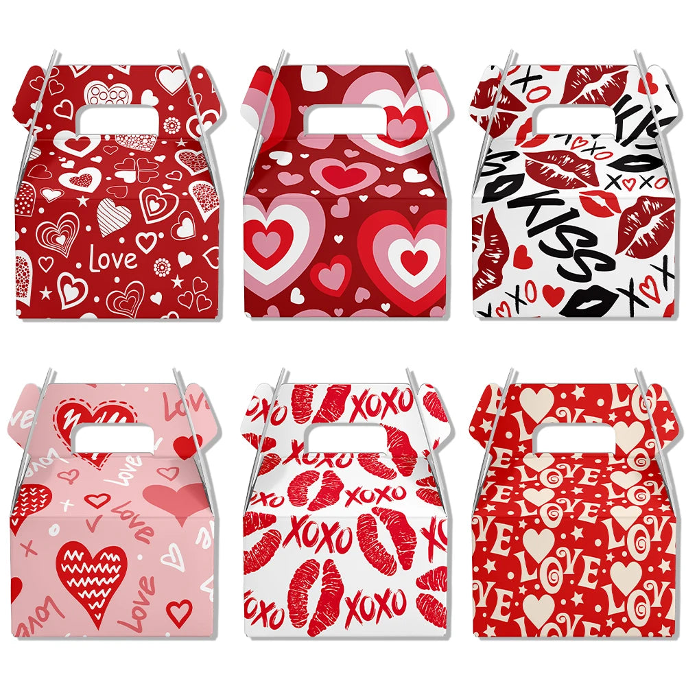 Valentine's Day Love Heart Gift Bag Red Pink Cookie Candy Chocolate Packing Box Valentines Wedding Party Gifts Wrapping Decor