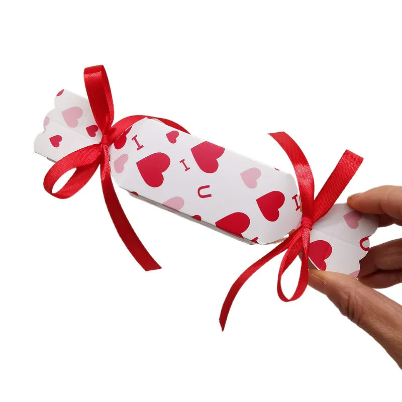 10Pcs Love Heart Valentine's Day Candy Gift Box Chocolate Wedding Favor Gift Packaging Boxes With Ribbon Engaged Party Supplies