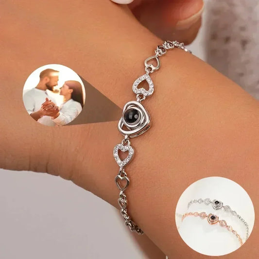 Wholesale Personalized Projection Photo Bracelet-Heart Pendant Bracelet-Projection -Memorial Photo Bracelet-Photo Jewelry-1