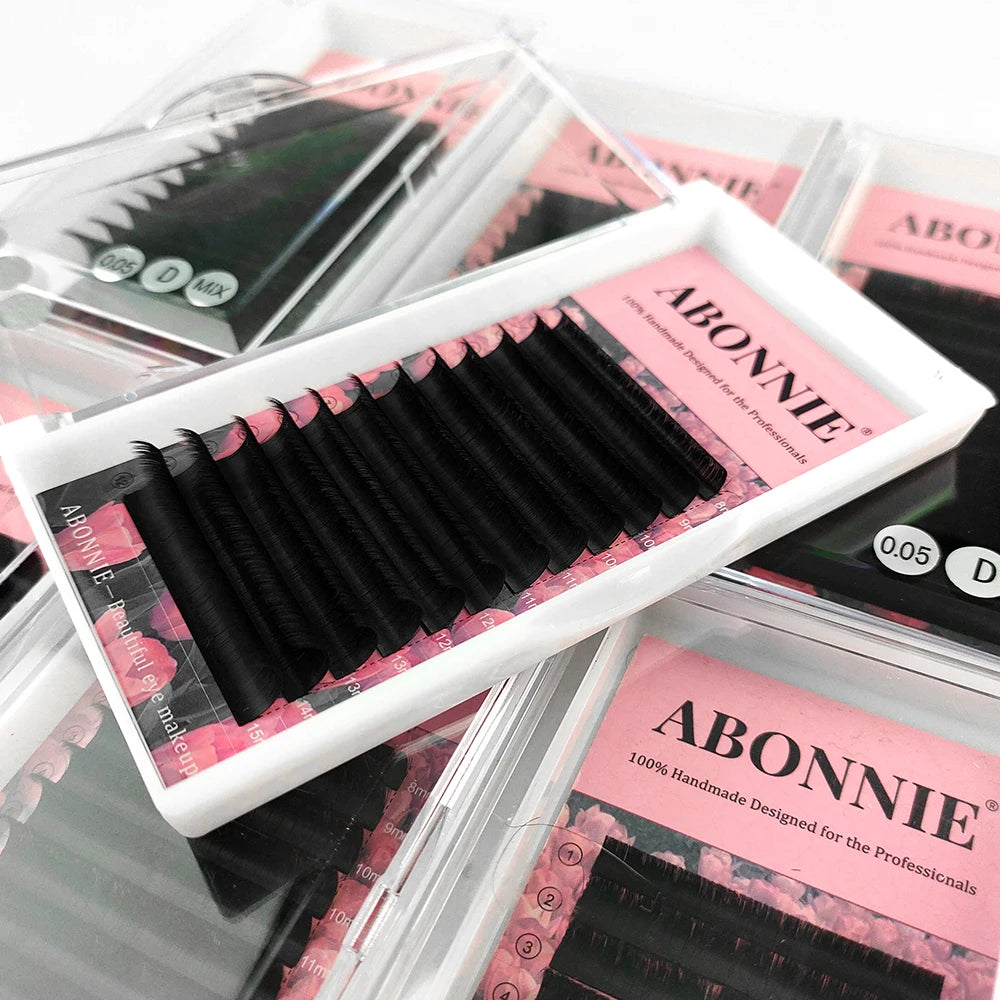 Abonnie Super Soft Blomming Lashes Easy Fan Eyelash Extensions Mega Volume Fans 8-25m All Size Eyelashes Supplies for Eye Beauty