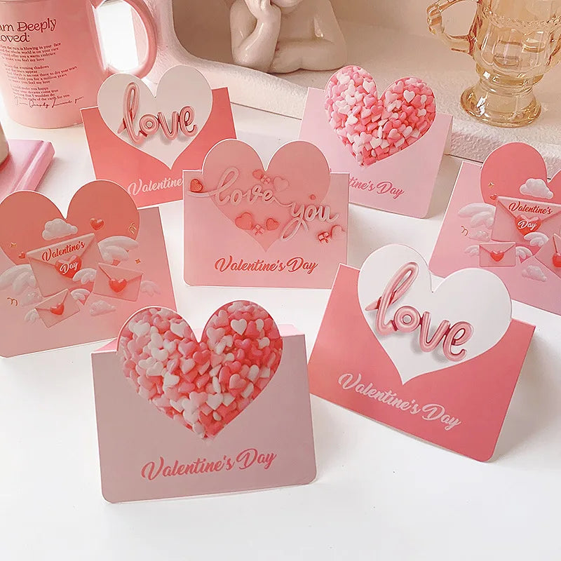 10pcs Cards Valentines Day Gift Love Postcard Wedding Invitation Greeting Cards Anniversary for Her Valentines Day Gift Card