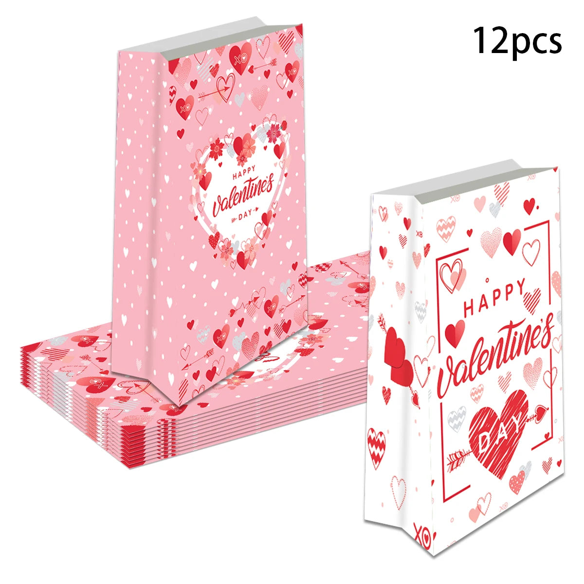 Valentine's Day Love Heart Gift Bag Red Pink Cookie Candy Chocolate Packing Box Valentines Wedding Party Gifts Wrapping Decor