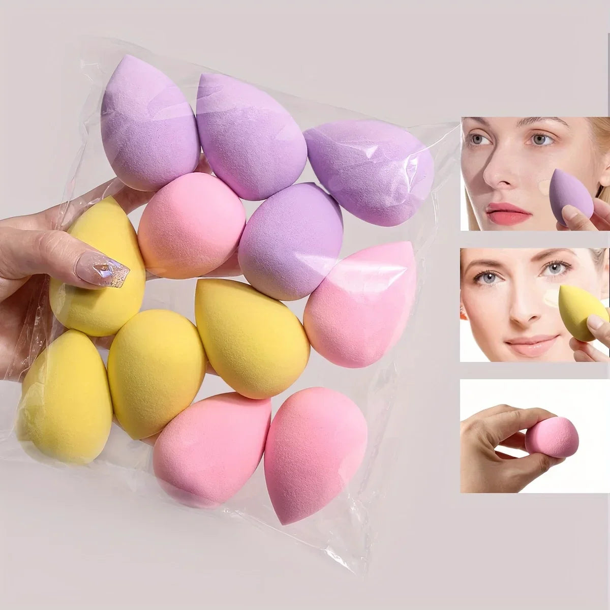 12Pcs Multicolor Makeup Sponge Blender Beauty Egg Cosmetic Puff Soft Foundation Sponges Powder Puffs Women Make Up Accessories